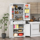 72 Inch Freestanding Kitchen Pantry Cabinet 4 Doors Storage Cupboard Shelves Drawer-White by LJGDeals