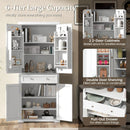 72 Inch Freestanding Kitchen Pantry Cabinet 4 Doors Storage Cupboard Shelves Drawer-White by LJGDeals