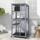 72 Inch TallWooden Cat House with Weatherproof Asphalt Roof-Gray by DirectDeals