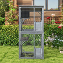 72 Inch TallWooden Cat House with Weatherproof Asphalt Roof-Gray by DirectDeals