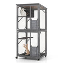72 Inch TallWooden Cat House with Weatherproof Asphalt Roof-Gray by LJGDeals