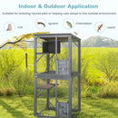 72 Inch TallWooden Cat House with Weatherproof Asphalt Roof-Gray by LJGDeals