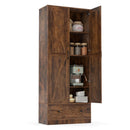 72 Inch Tall Kitchen Pantry Cabinet Farmhouse Wooden Cupboard with 2 Doors by LJGDeals