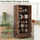 72 Inch Tall Kitchen Pantry Cabinet Farmhouse Wooden Cupboard with 2 Doors by LJGDeals