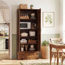 72 Inch Tall Kitchen Pantry Cabinet Farmhouse Wooden Cupboard with 2 Doors by LJGDeals