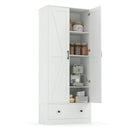 72 Inch Tall Kitchen Pantry Cabinet Farmhouse Wooden Cupboard with 2 Doors by LJGDeals