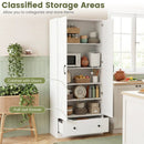 72 Inch Tall Kitchen Pantry Cabinet Farmhouse Wooden Cupboard with 2 Doors by LJGDeals