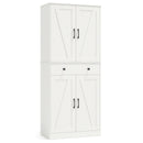72 Inch Tall Modern Farmhouse Cupboard Cabinet with 4 Barn Doors-Coffee by DirectDeals