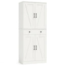 72 Inch Tall Modern Farmhouse Cupboard Cabinet with 4 Barn Doors by LJGDeals