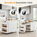72" Kitchen Island with Extendable Dining Table & Power Outlet
