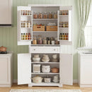 72" Tall Kitchen Pantry Cabinet with 4 Fluted Doors - White by LJGDeals