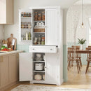 72" Tall Kitchen Pantry Cabinet with 4 Fluted Doors - White by LJGDeals
