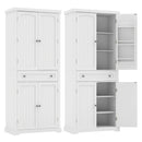 72" Tall Kitchen Pantry Cabinet with 4 Fluted Doors - White by LJGDeals