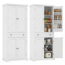 72" Tall Kitchen Pantry Cabinet with 4 Fluted Doors - White by LJGDeals