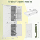 72" Tall Kitchen Pantry Cabinet with 4 Fluted Doors - White by LJGDeals