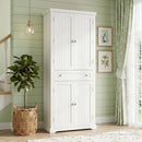 72" Tall Kitchen Pantry Cabinet with 4 Fluted Doors - White by LJGDeals