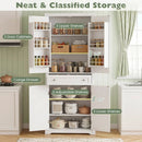 72" Tall Kitchen Pantry Cabinet with 4 Fluted Doors - White by LJGDeals