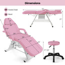72 Inch Massage Bed with Hydraulic Stool Removable Headrest and Storage Boxes