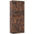 72 Inch Tall Modern Farmhouse Cupboard Cabinet with 4 Barn Doors-Coffee