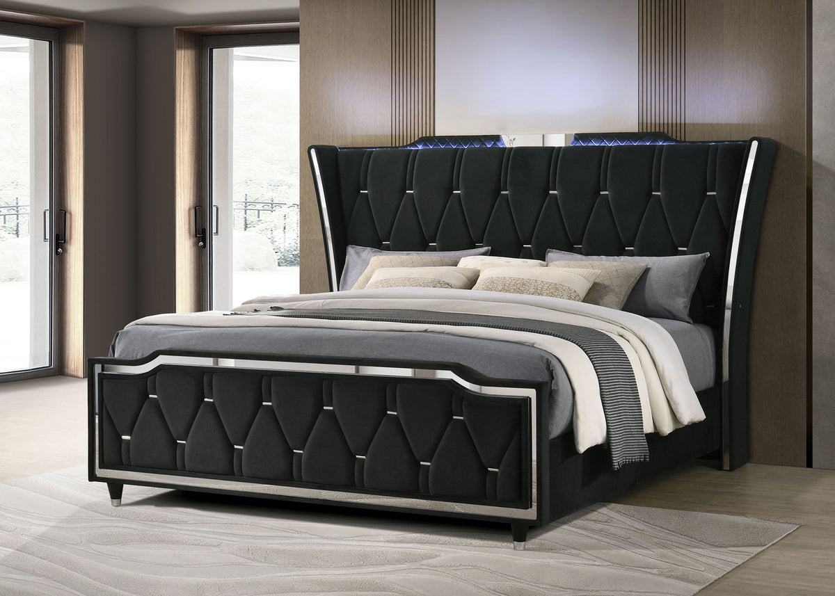 Lorient California King LED Upholstered Bed Black, photo 3 of 7