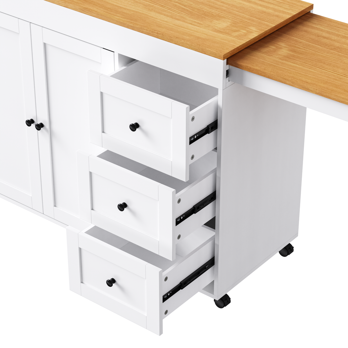 K&K 74.8" Kitchen Island with Extendable Dining Table, photo 6 of 10