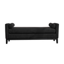Elegant Upholstered Bench, Daybed, Ottoman With Wood Legs & 2 Bolster Pillows - Black Boucle by HouseOfZazla