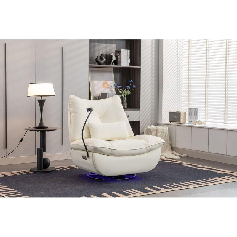 270 Swivel Glider Recliner Chair, Power Recliner Rocking Chair, USB Port Charge for Nursery Chair with Atmosphere Lamp for Living Room Bedroom Apartment