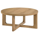 Kessler 3-piece Round Sculptural Wood Coffee Table Set Light Oak