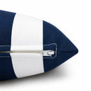 2 Pack Outdoor Lumbar Pillow Covers - Navy Blue/White Striped