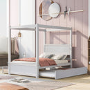 Canopy Platform Bed With Drawers, Support Slats, No Box Spring Needed by HouseOfZazla
