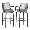 Outdoor Patio Bar Stools 29"H Set of 2, Modern Woven Rattan Rope Bar Height Chair by HouseOfZazla