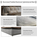 Luxury Upholstered Platform Bed With Oversized Padded Backrest And Solid Wood Frame