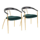 Vanessa - Contemporary Chair (Set of 2) - Gold / Green - Black by HouseOfZazla