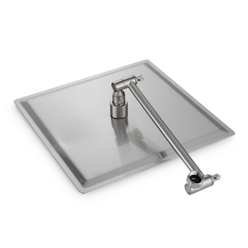 Luxury Rain Shower Head With Adjustable Arm, 10" Square, Stainless Steel - Brushed Nickel