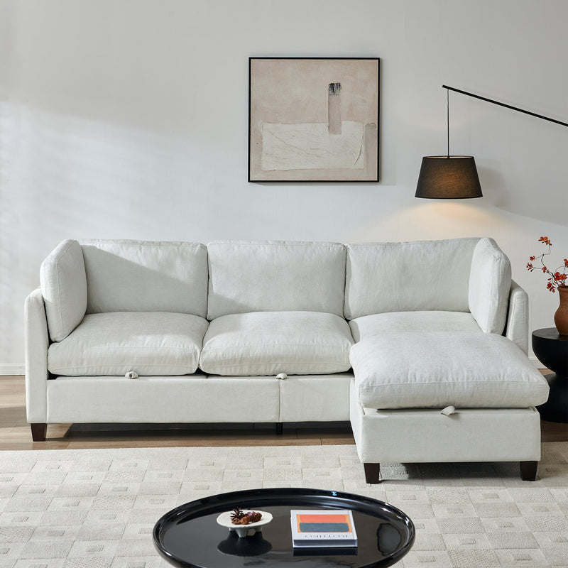 96.5" Sectional Couch for Living Room, Upholstered Soft Chenille Fabric Sofa