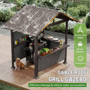 9.4x6.2 FT Hardtop Grill Gazebo with Storage Shelves & Resin Shade System