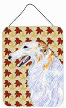 Borzoi Fall Leaves Portrait Aluminium Metal Wall or Door Hanging Prints