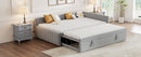 Full Size Upholstered L-Shaped Upholstered Daybed with Twin
Size Pop Up Trundle, Gray
