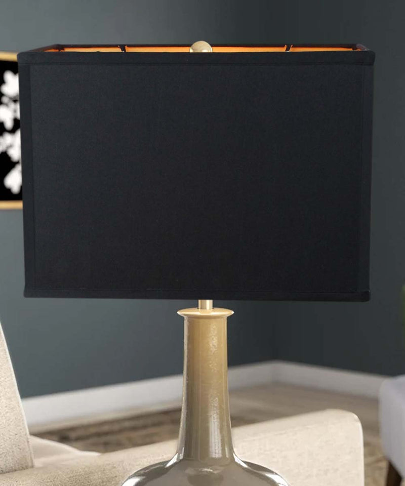 14"W x 10"H Black Rectangular Drum Lampshade