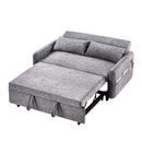 55.1" Pull Out Sleep Sofa Bed Loveseats Sofa Couch with Adjustable Backrest, Storage Pockets, 2 Soft Pillows, USB Ports for Living Room, Bedroom, Apartment, Office,Grey