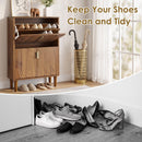 Slim Shoe Storage Cabinet with 2 Flip Drawers & Gold Handles