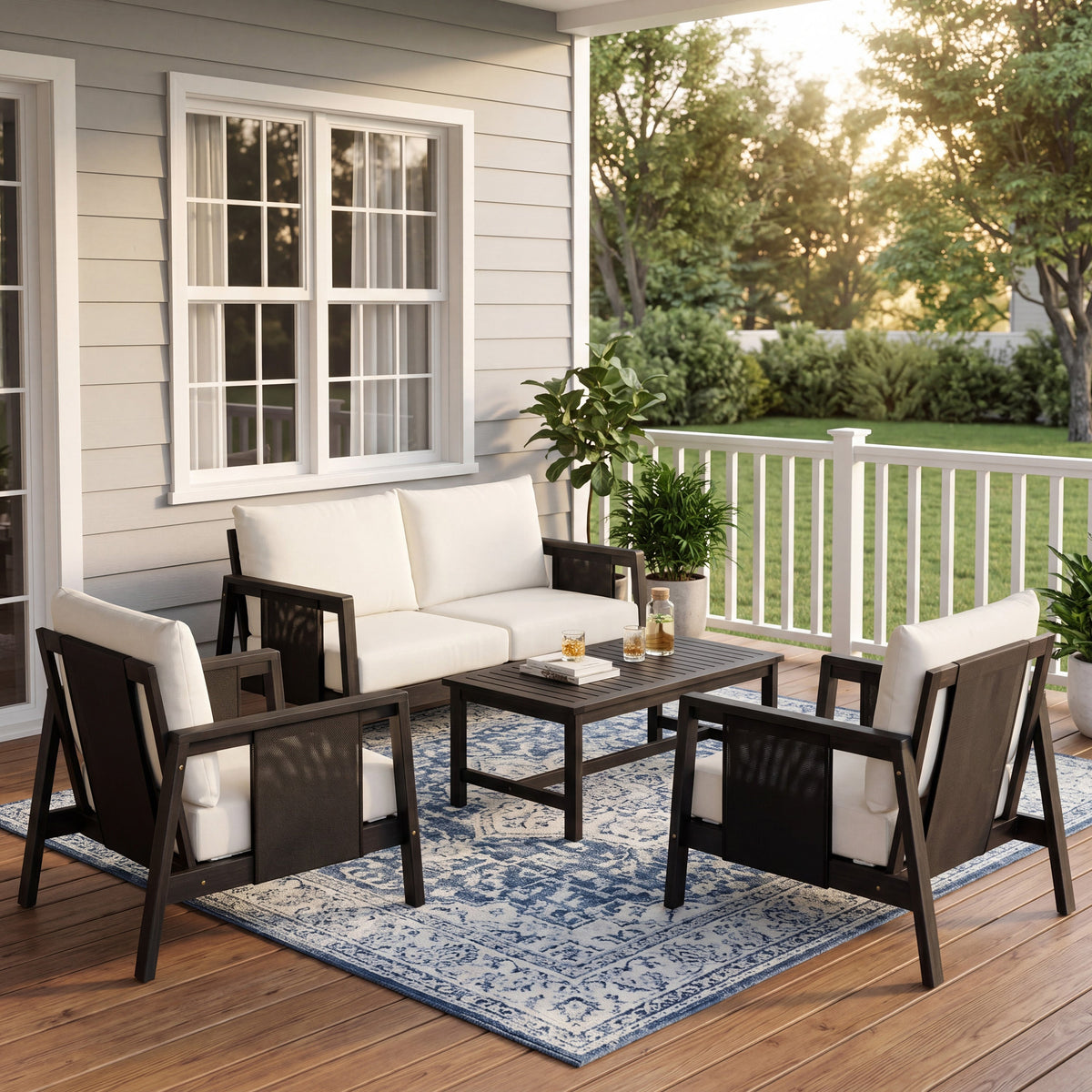 4-Piece Outdoor Sofa Set with Cushions, photo 2 of 10