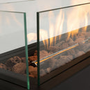 Tabletop, Propane Gas Fire Pit With Quick Connect Joint, Glass Wind Guard And Lava Rock, Outdoor, Portable - Black