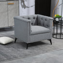 Accent Chair Living Room Chairs Single Sofa Chair,Arm Chairs with Linen Fabric, Mid Century Accent Arm Chairs Comfy Reading Lounge Club Armchair for Bedroom Office Study