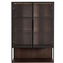 Modern Minimalist Tall Lighted Display Cabinet With Tempered Glass Door - Black / Dark Walnut by Unique Piece Furniture