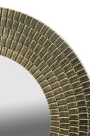 29.5" Round Gold and Black Wooden Accent Mirror with Woven Texture by HouseOfZazla