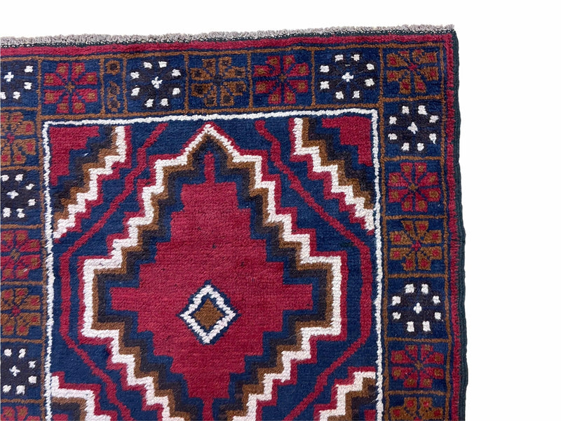 3 X 5 Vintage Handmade Tribal Wool Rug Balouchi Rug Afghan Rug Red Beige Nice