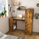 Computer Desk With 4 In 1 Socket & 3 Drawers, 4 Tier Shelves by HouseOfZazla
