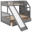 Bunk Bed With Storage Staircase, Slide, Desk, Drawers, And Shelves by HouseOfZazla