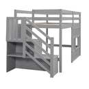 Loft Bed With Storage Staircase, Window & LED Light